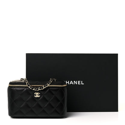 Chanel Lambskin Quilted Small Vanity Case With Chain Black 10 of 10