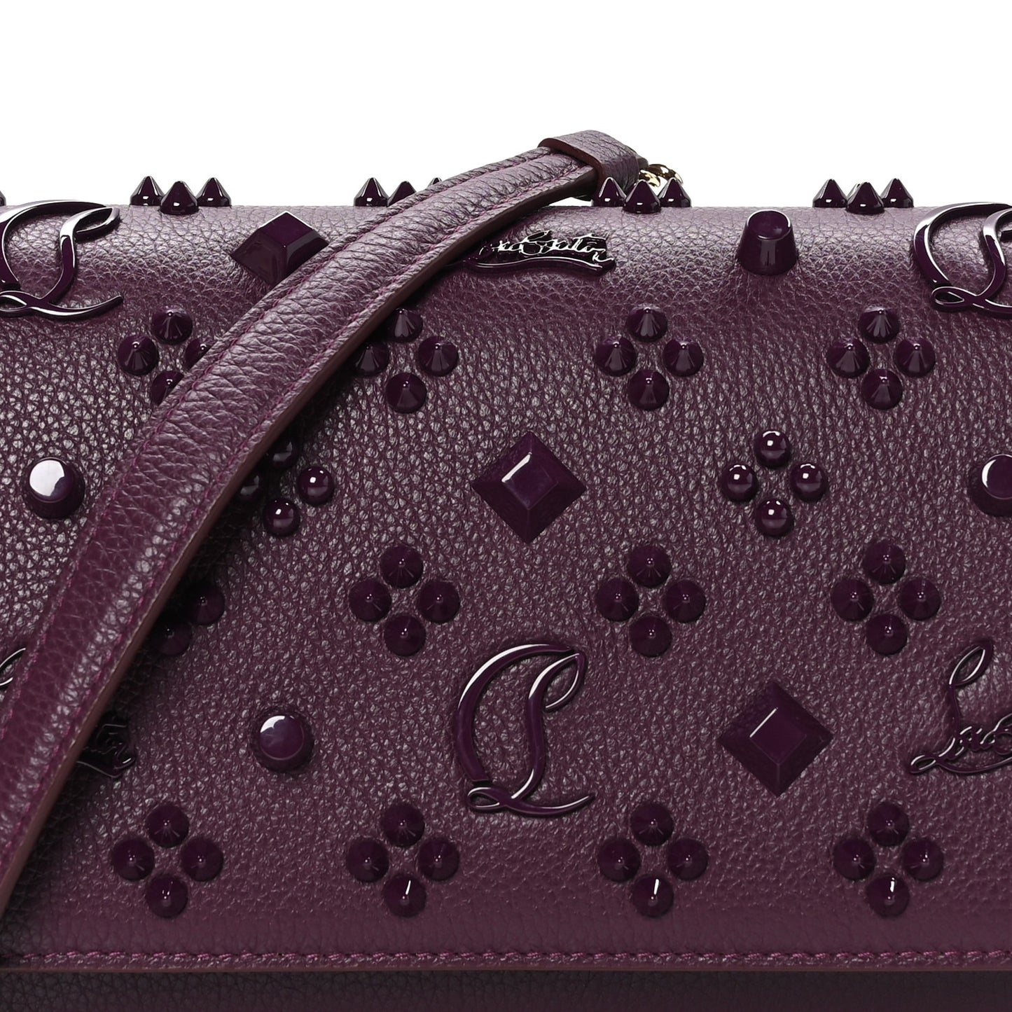 CHRISTIAN LOUBOUTIN Calfskin Spikes Loubinthesky Paloma Clutch Merlot