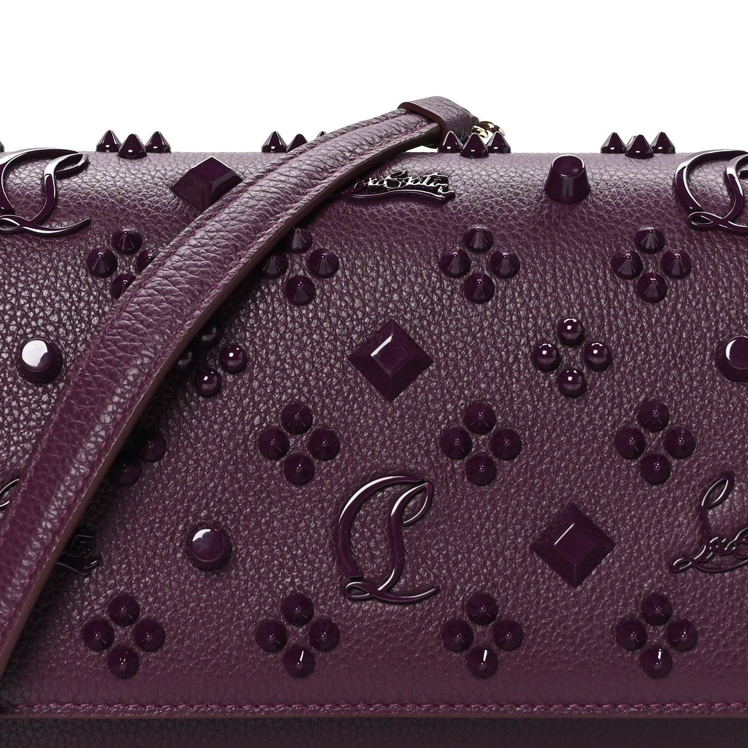 Christian Louboutin CHRISTIAN LOUBOUTIN Calfskin Spikes Loubinthesky Paloma Clutch Merlot 9 of 11