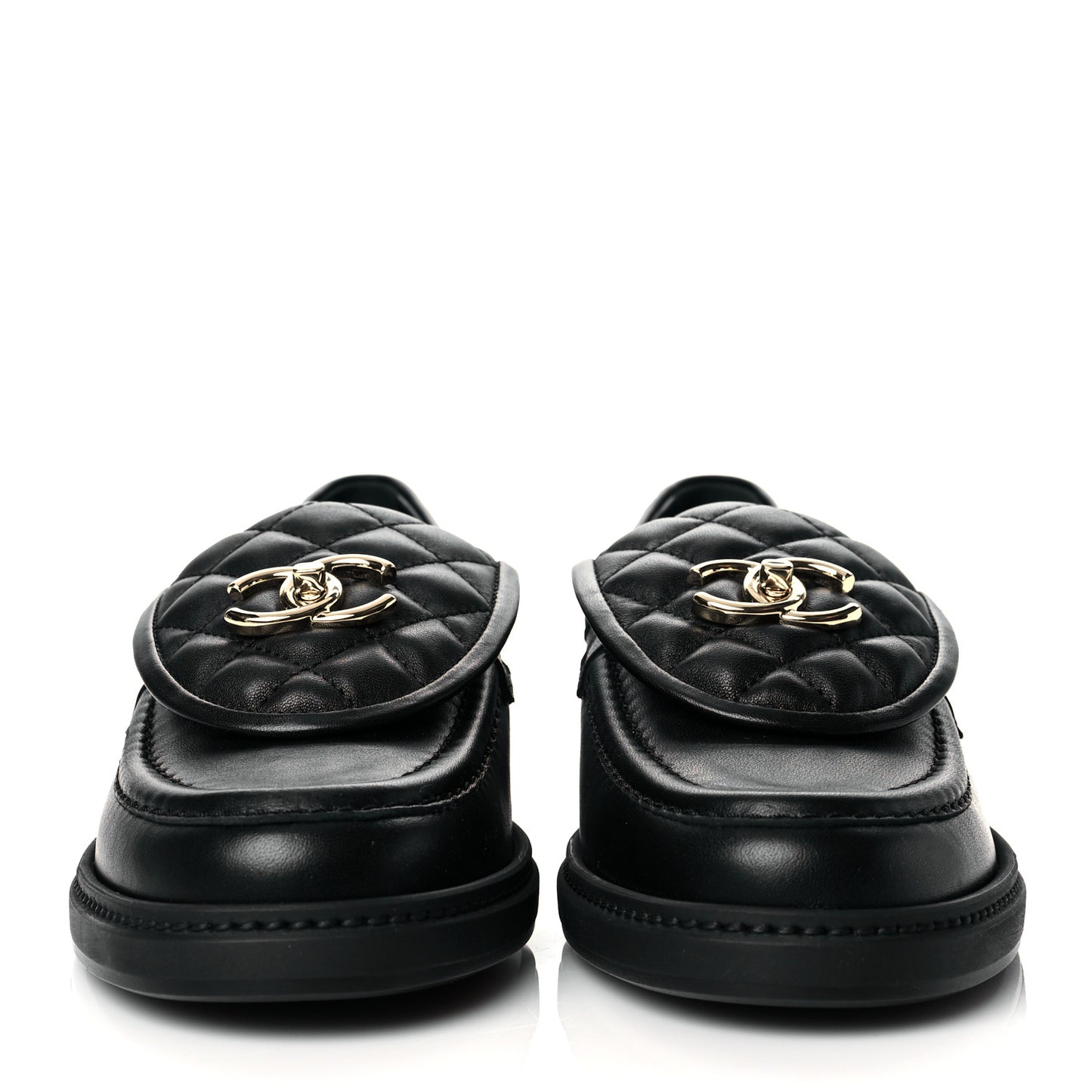 Lambskin Quilted CC Turnlock Loafers 38.5 Black