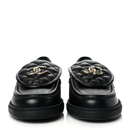 Chanel Lambskin Quilted CC Turnlock Loafers 38.5 Black 2 of 10