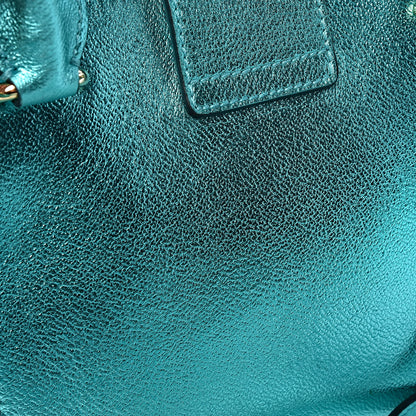 Burberry Metallic Soft Grain Calfskin Small Buckle Tote Emerald 18 of 18