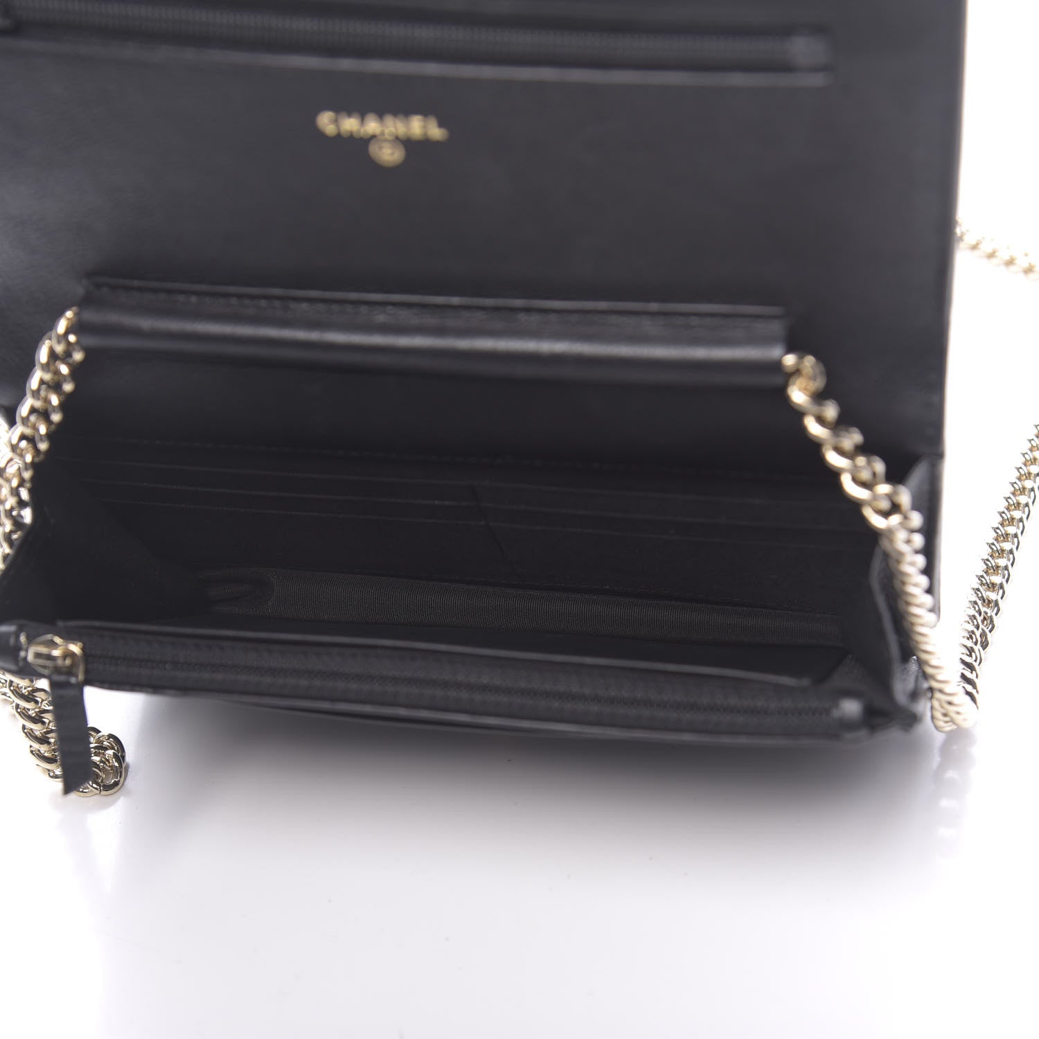 Chanel Grained Calfskin Quilted Label Click Flap Wallet On Chain WOC Black 5 of 14
