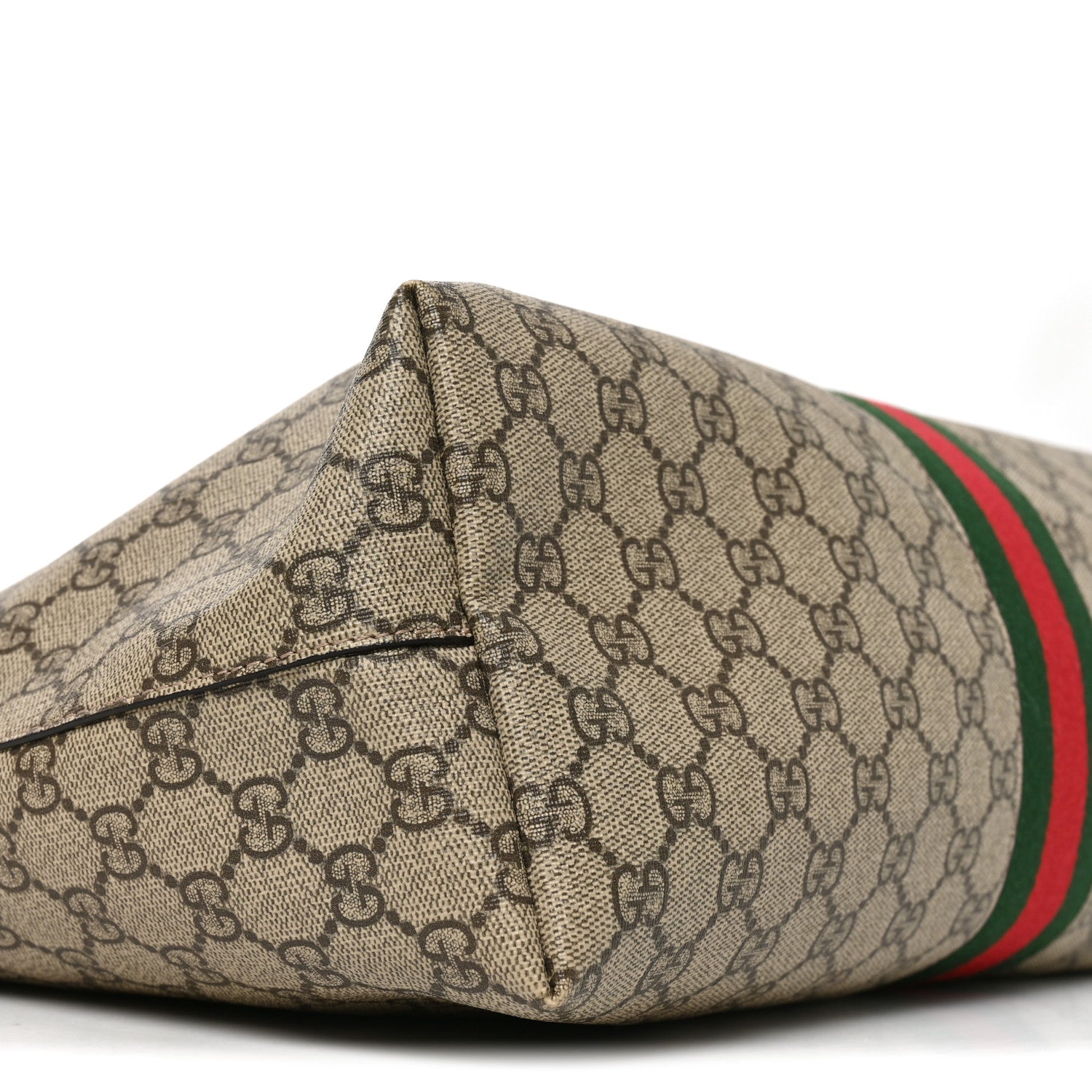 Gucci GG Supreme Monogram Textured Calfskin Web Medium Ophidia Shopping Tote Beige Ebony New Acero 9 of 12