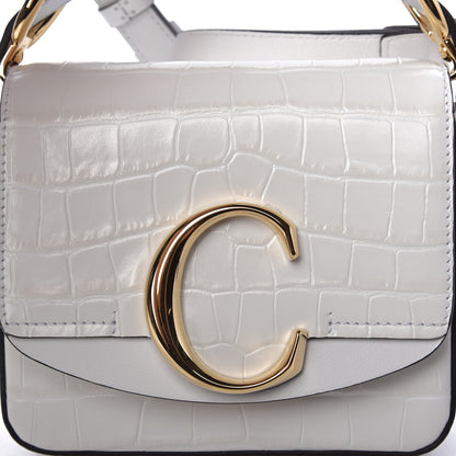 Chloe Calfskin Crocodile Embossed Mini C Double Carry Brilliant White 10 of 10