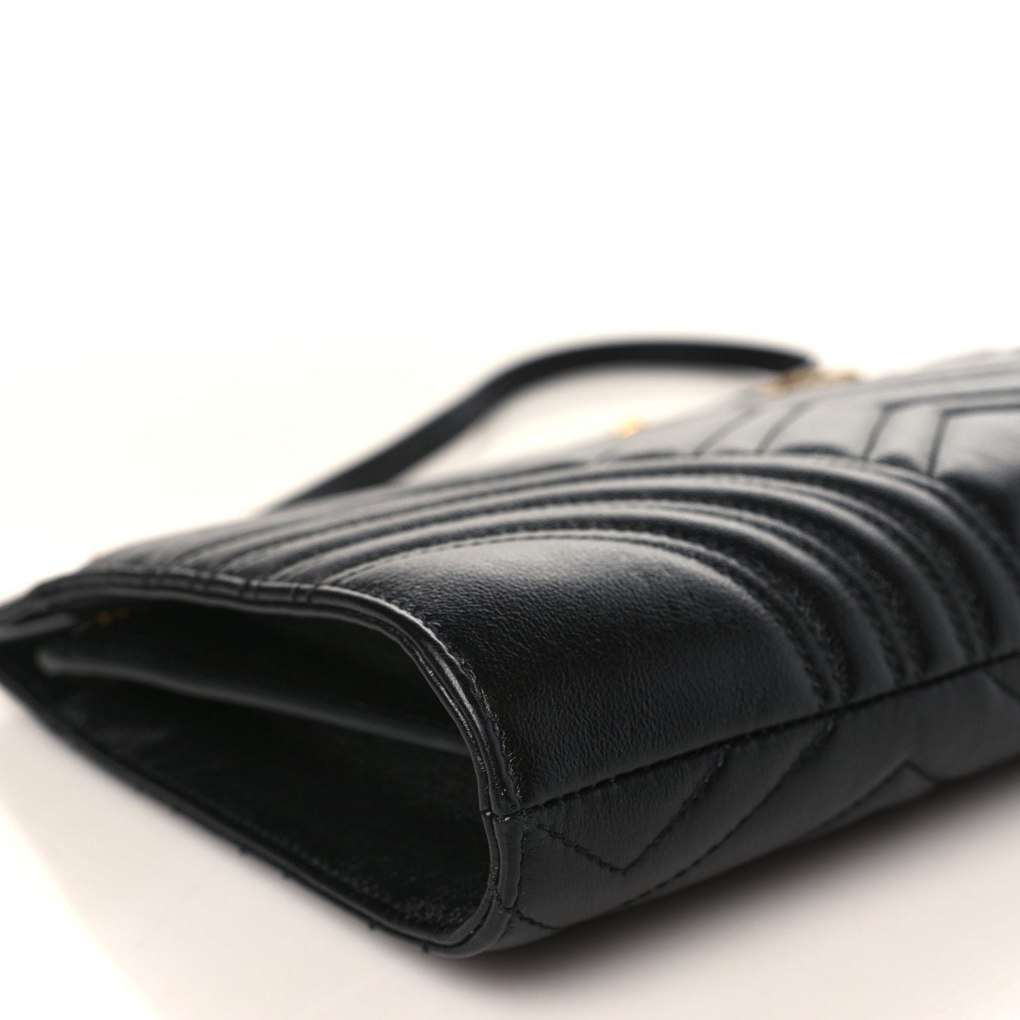 Azalea Calfskin Matelasse Heart Medium GG Marmont Slim Shoulder Bag Black