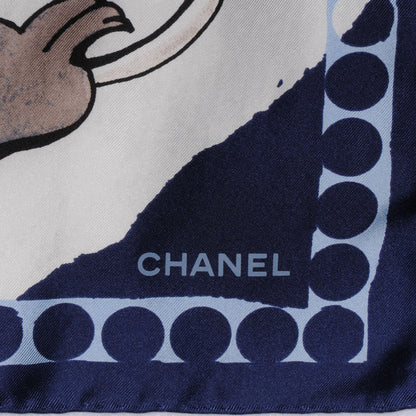 Chanel Silk Dragon CC Scarf Navy 3 of 5