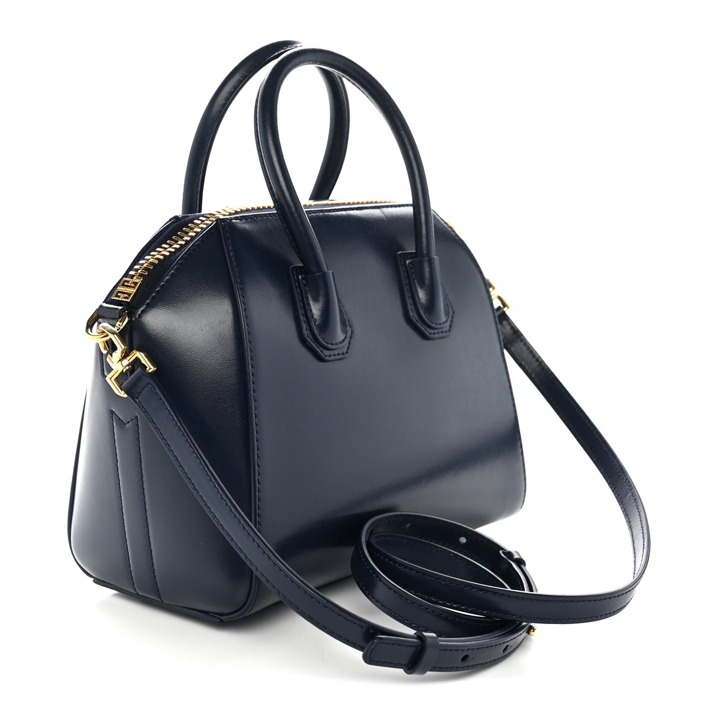 Shiny Lord Calfskin Mini Antigona Navy