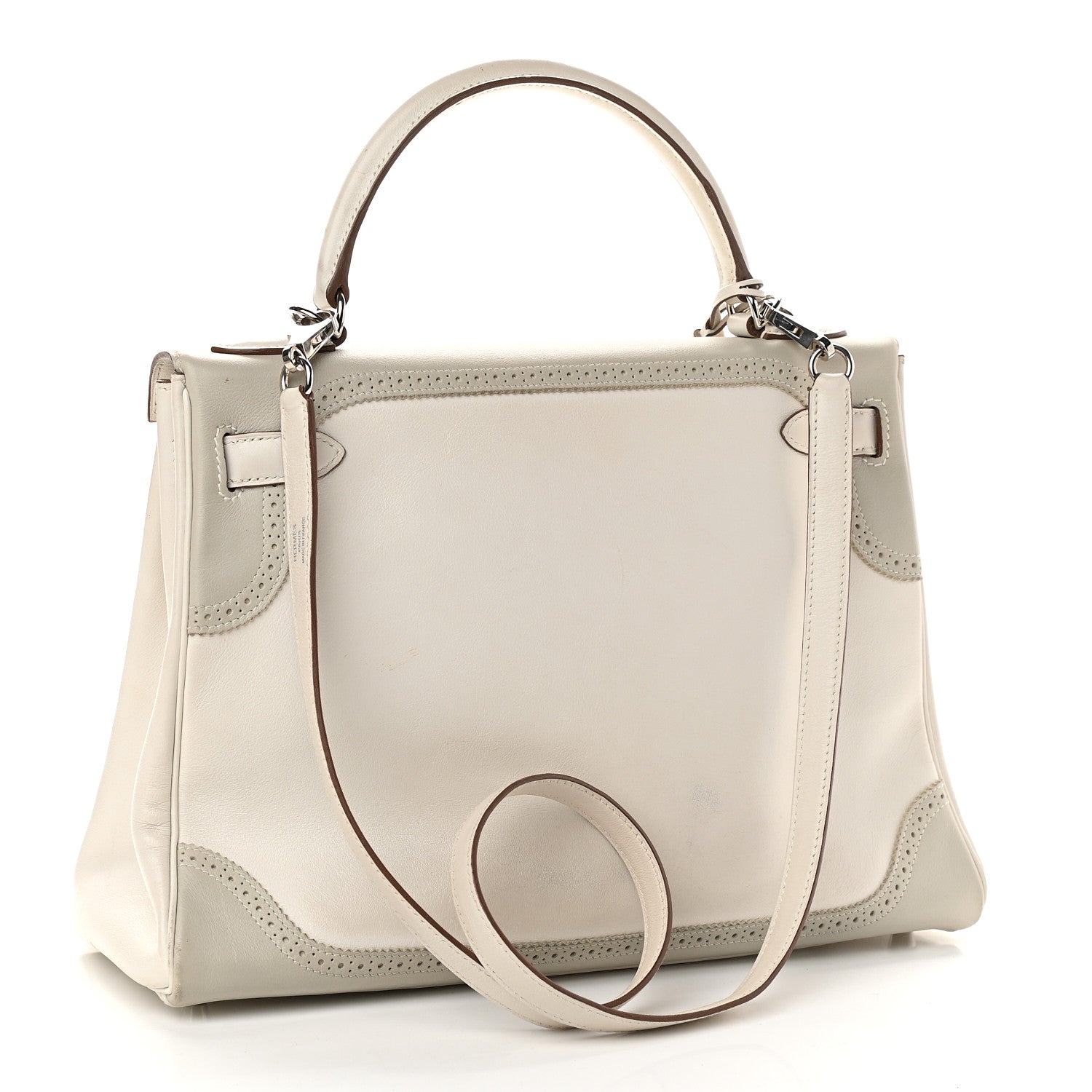 Hermes Swift Ghillies Kelly Retourne 32 White Gris Perle 2 of 17