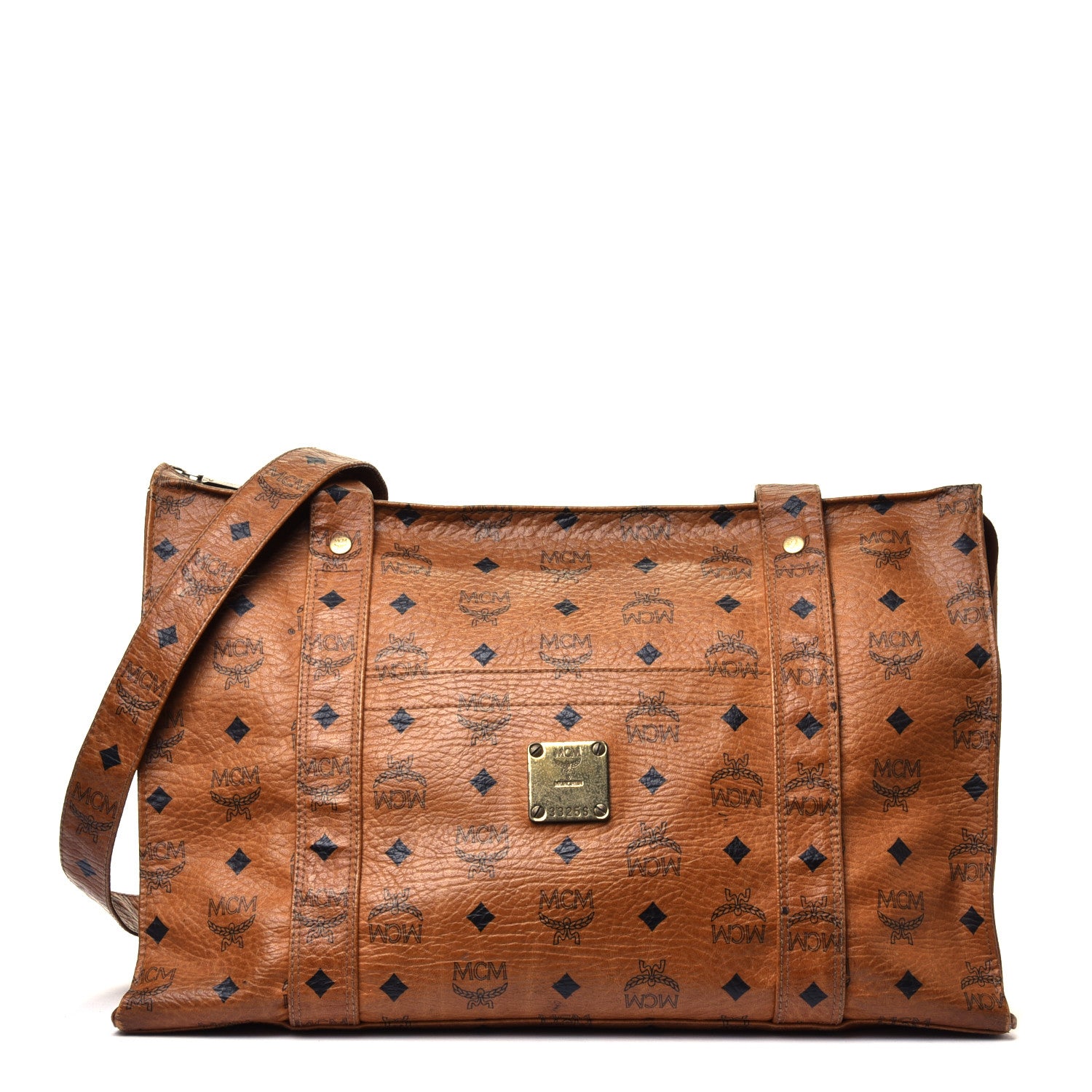 MCM Visetos Shopper Tote Cognac 1 of 7
