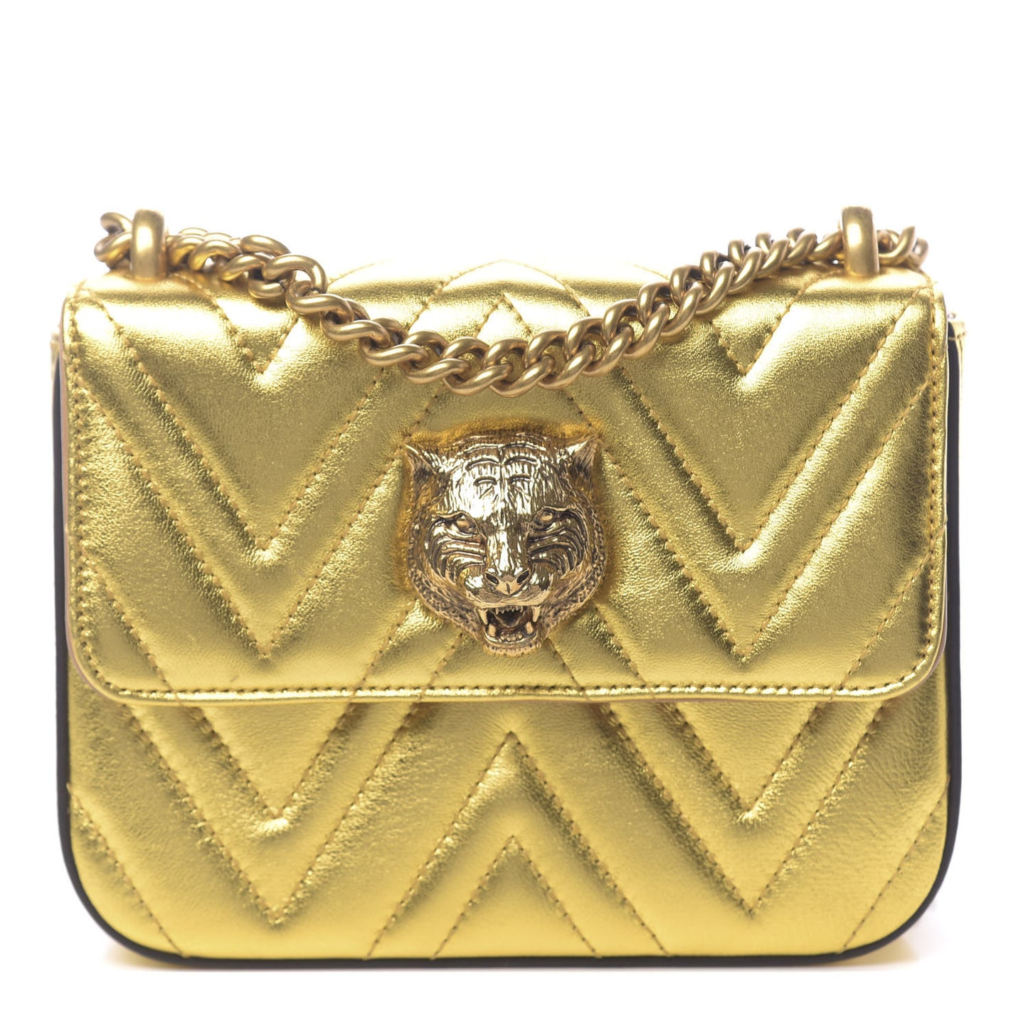 Metallic Nappa Matelasse Broadway Shoulder Bag Gold