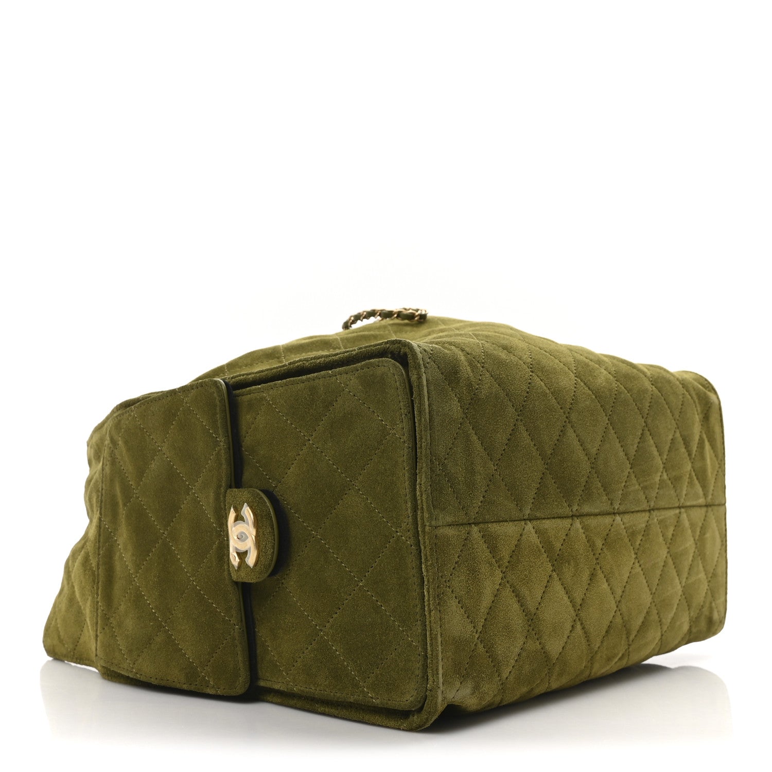 Chanel Suede Quilted Medium Chanel 25 Handbag Khaki 5 of 11