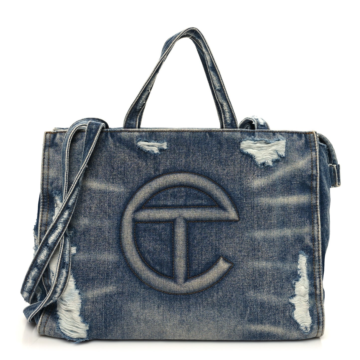 Denim Medium Shopping Bag Distressed Blue
