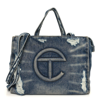 Telfar Denim Medium Shopping Bag Distressed Blue 1 of 10