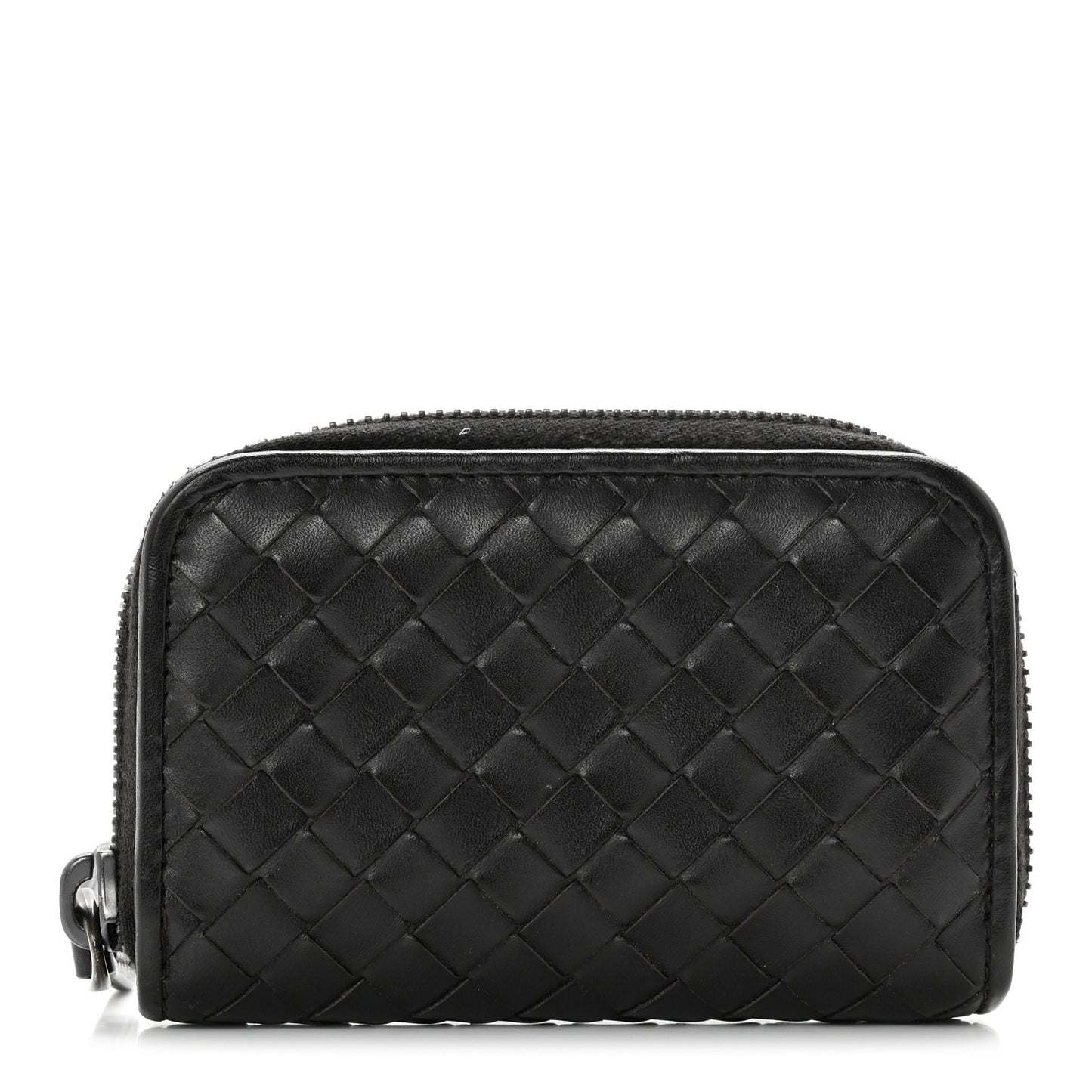 Nappa Intrecciato Zip Around Coin Purse Ebano
