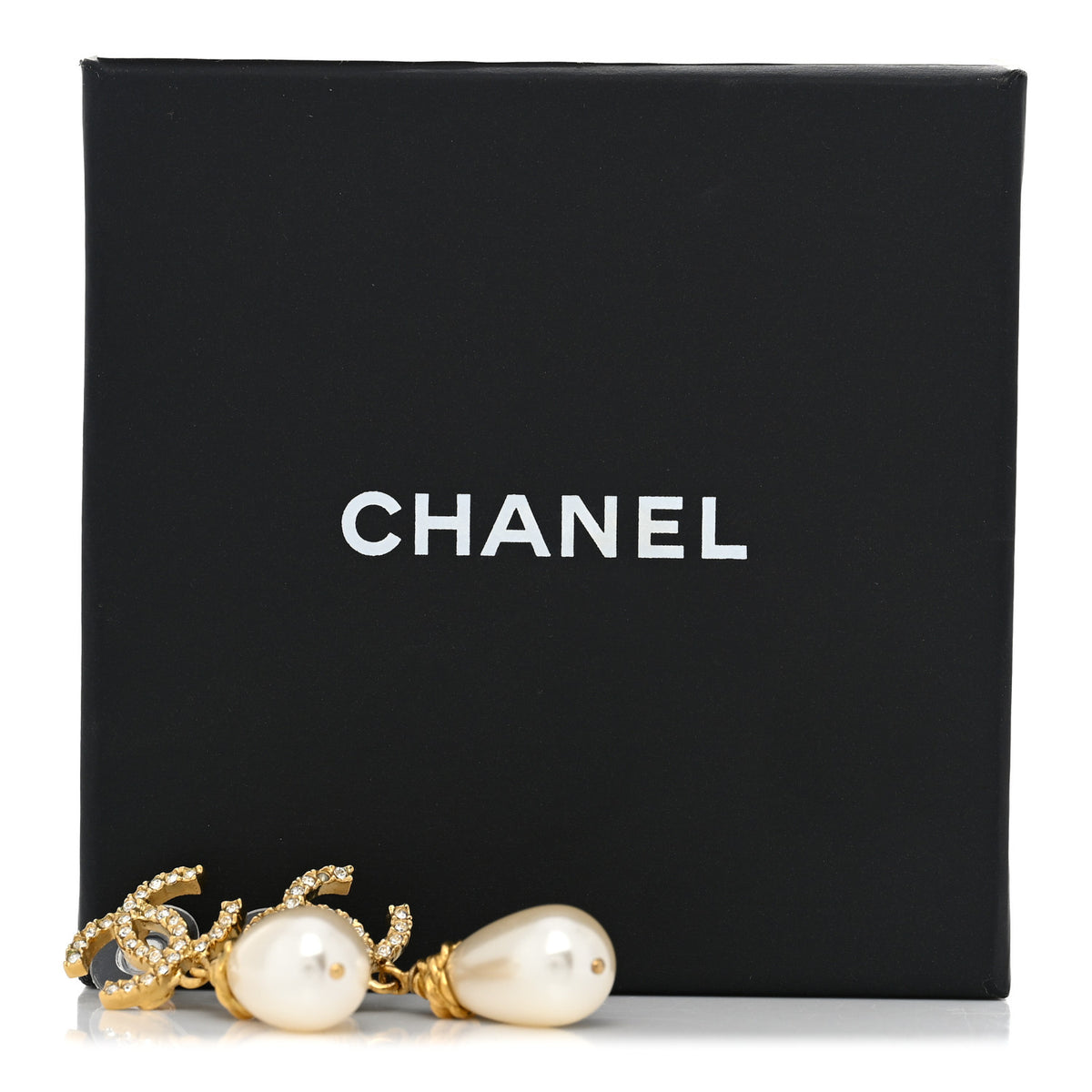 Crystal Pearl CC Braided Drop Earrings Gold