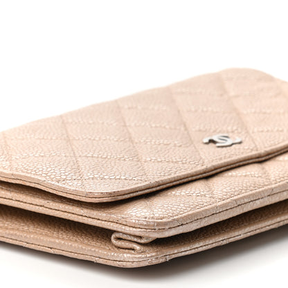 Chanel Pearly Caviar Quilted Wallet On Chain WOC Dark Beige 5 of 9