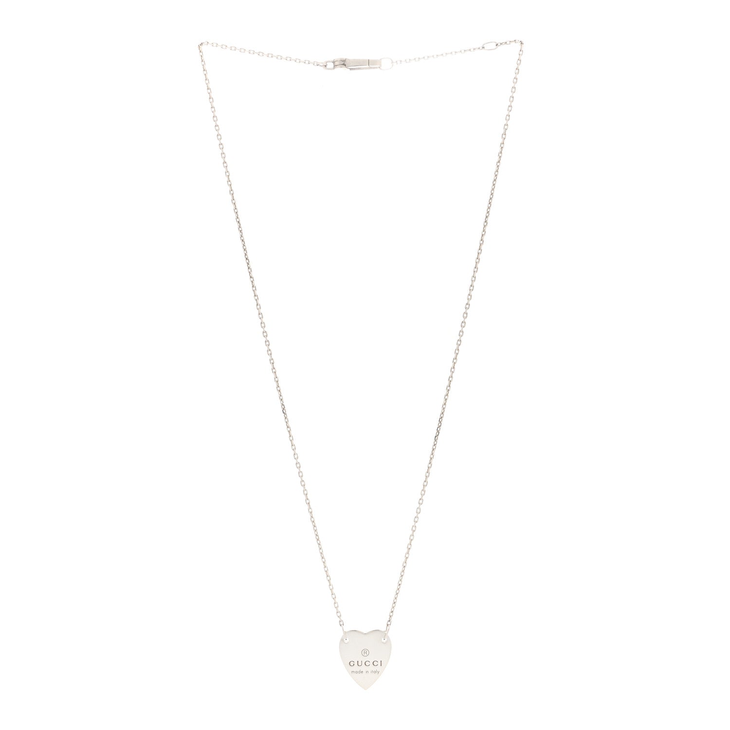 Gucci Sterling Silver Trademark Heart Pendant Necklace 3 of 6