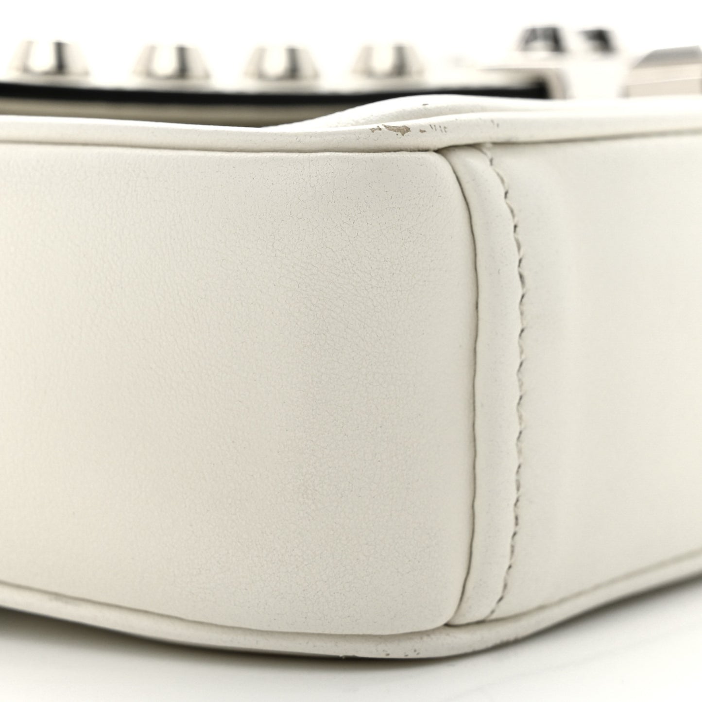 Vitello Calfskin Studded Shoulder Bag White