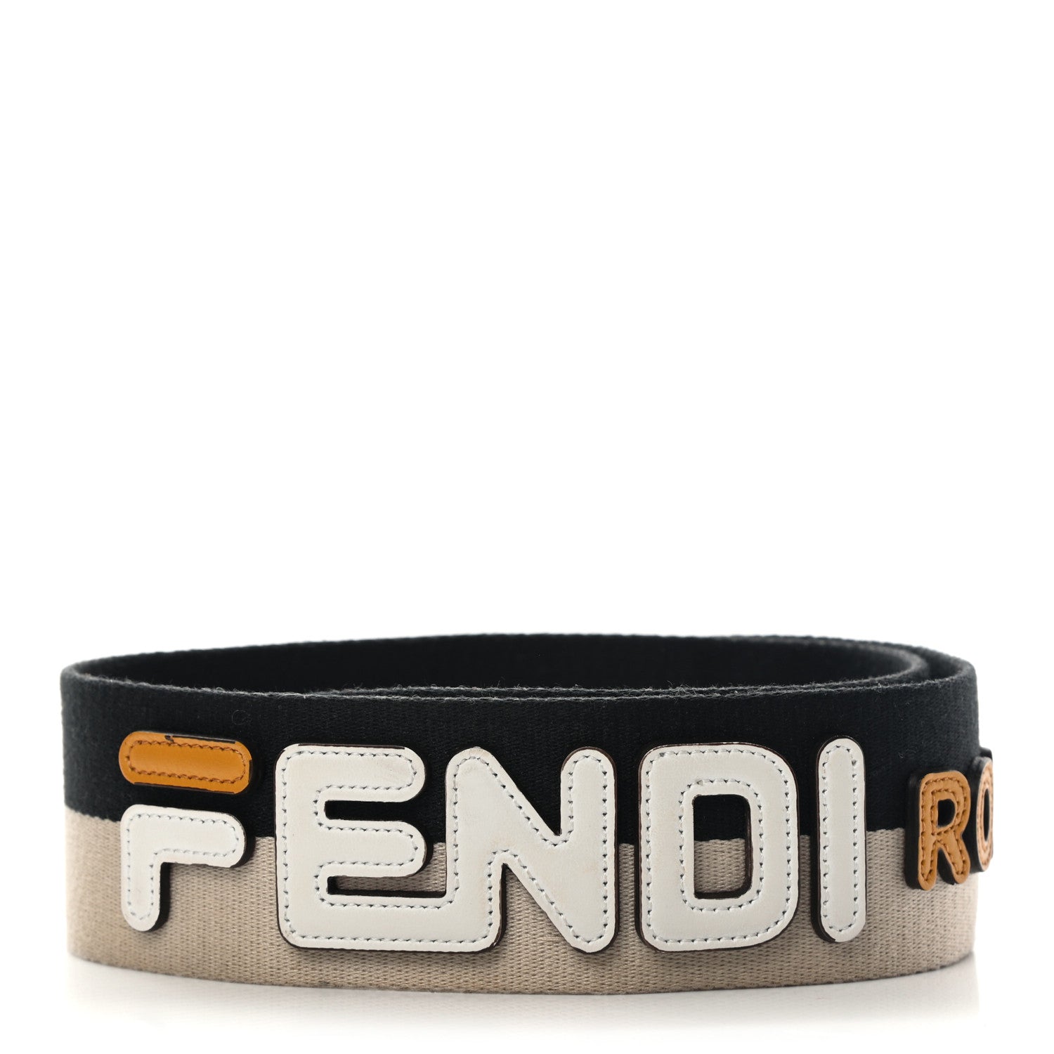 Fendi X FILA Canvas Calfskin Mania Strap You Beige Black 2 of 6