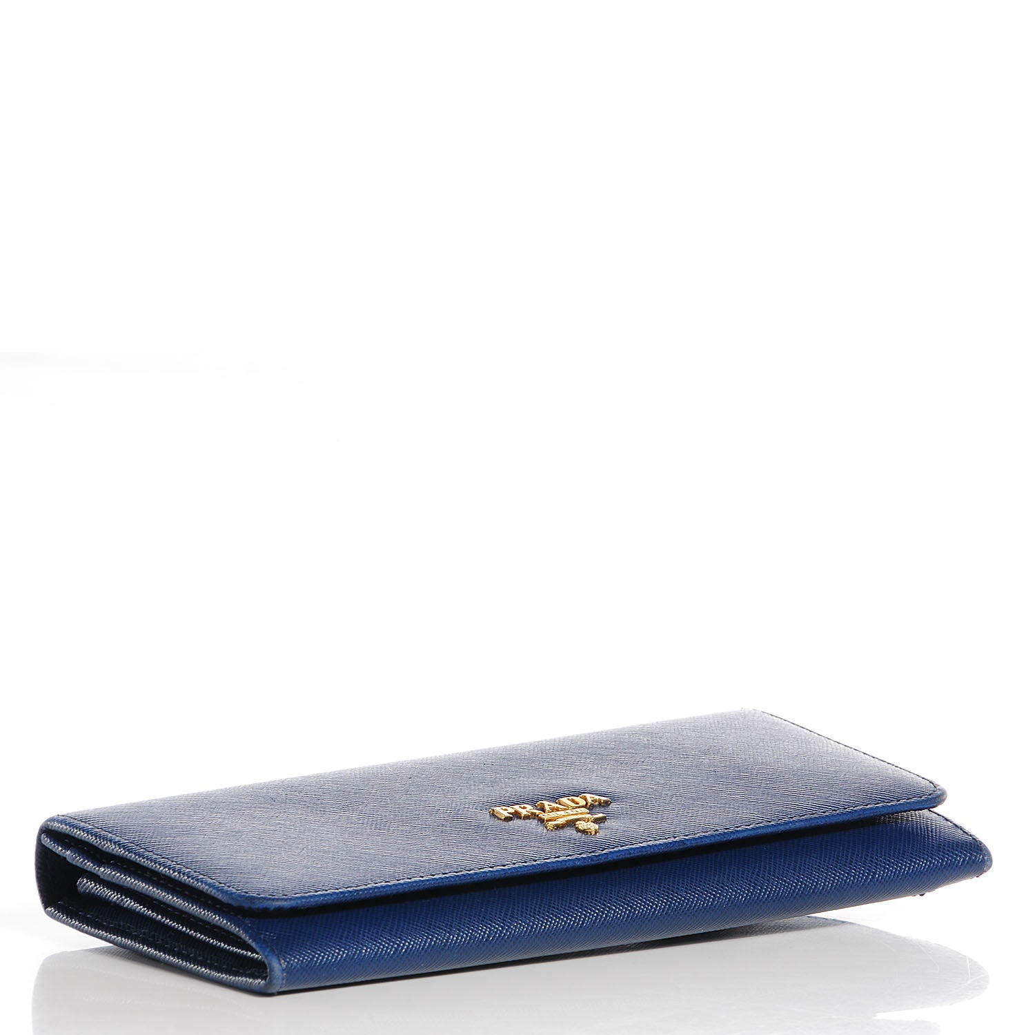 Prada Saffiano Metal Continental Flap Wallet Bleuette 4 of 8