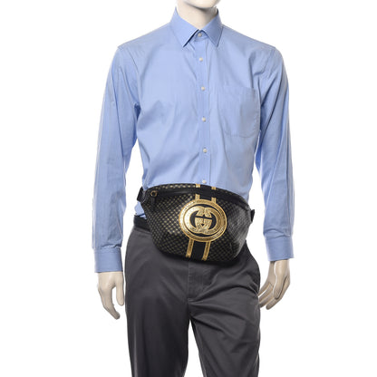 Gucci X DAPPER DAN Calfskin Laminated Ayers GG Micro Monogram Mens Belt Bag Black 1 of 11