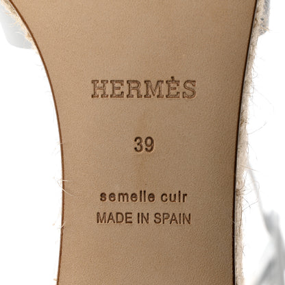 Hermes Goatskin Elda Espadrille Wedge Sandals 39 White 7 of 9