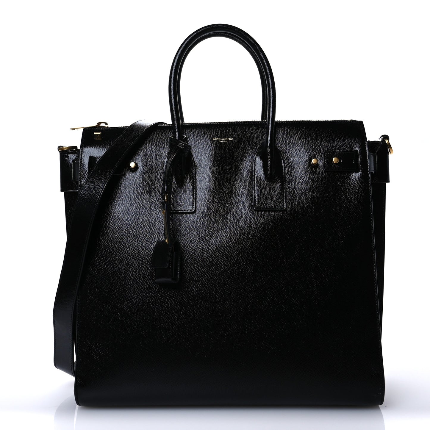 Patent Grain De Poudre  Sac De Jour Souple North South Tote Black