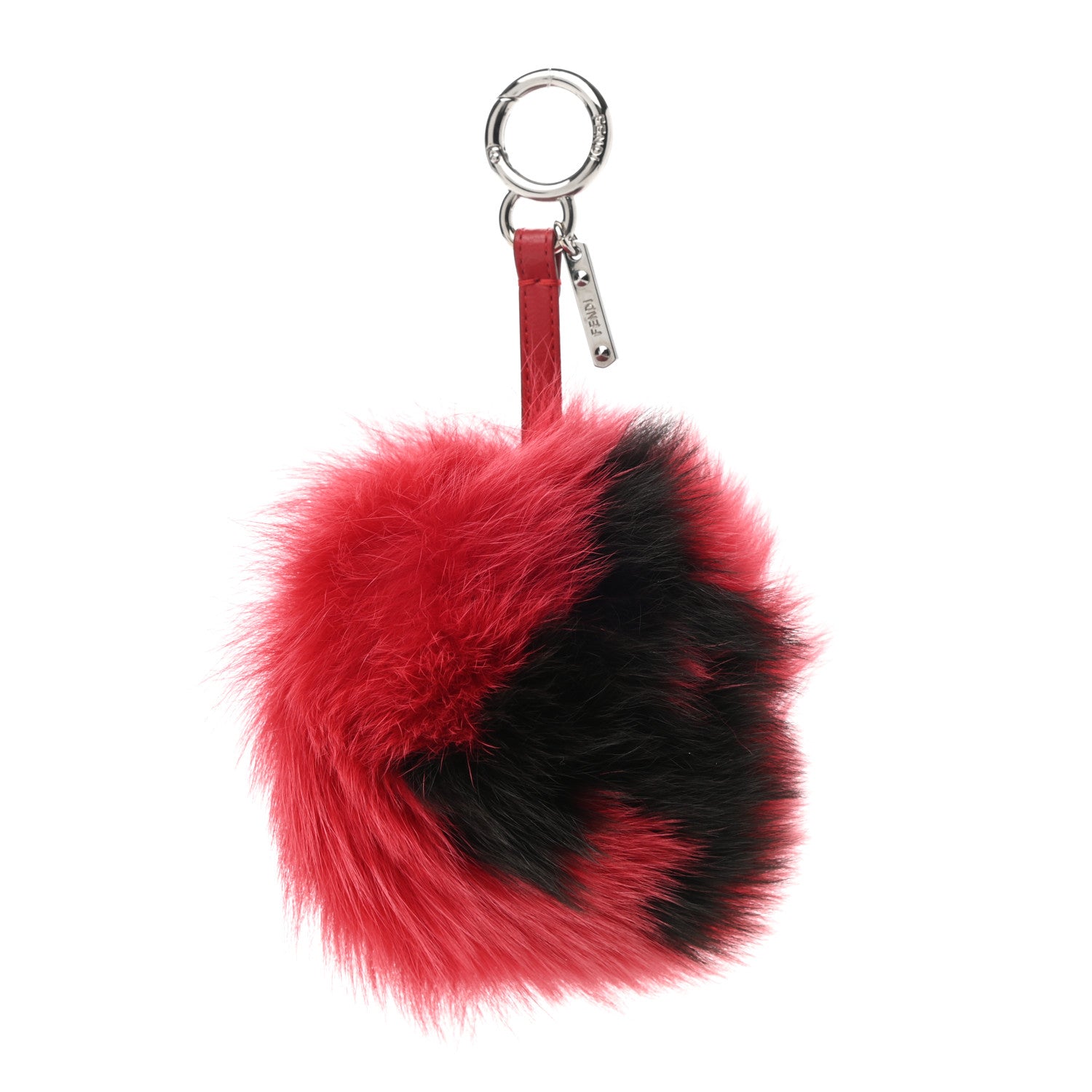 Fendi Fox Fur Shiny Nappa Bi-Color A ABCharm Bag Charm Rosso Chiaro Moro Strawberry 1 of 5