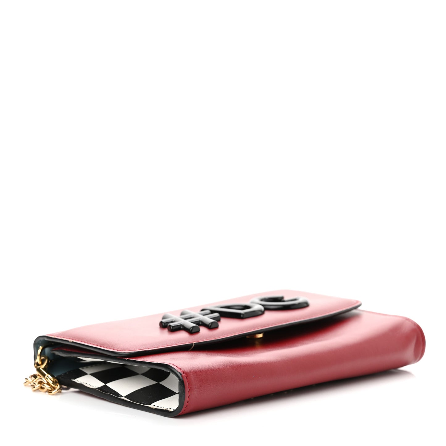 Calfskin Studded Wallet On Chain Red