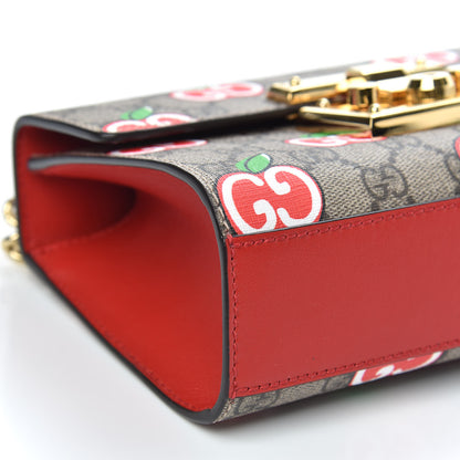 Gucci GG Supreme Monogram Apple Small Padlock Shoulder Bag Beige Multicolor Lobster Red 8 of 9
