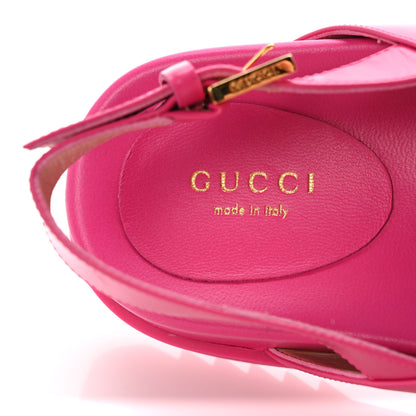 Gucci Calfskin Elizabeth Nappa Charlotte Logo Slingback Sandals 36 Fancy Fuchsia 8 of 10