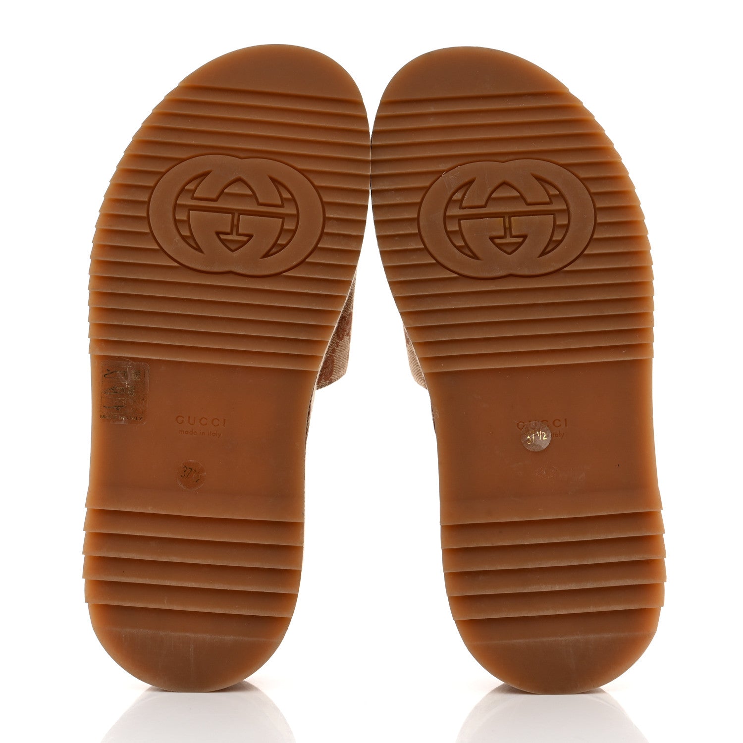 Gucci Canvas GG Monogram Angelina Platform Slide Sandals 37.5 Beige Ruggine 5 of 9