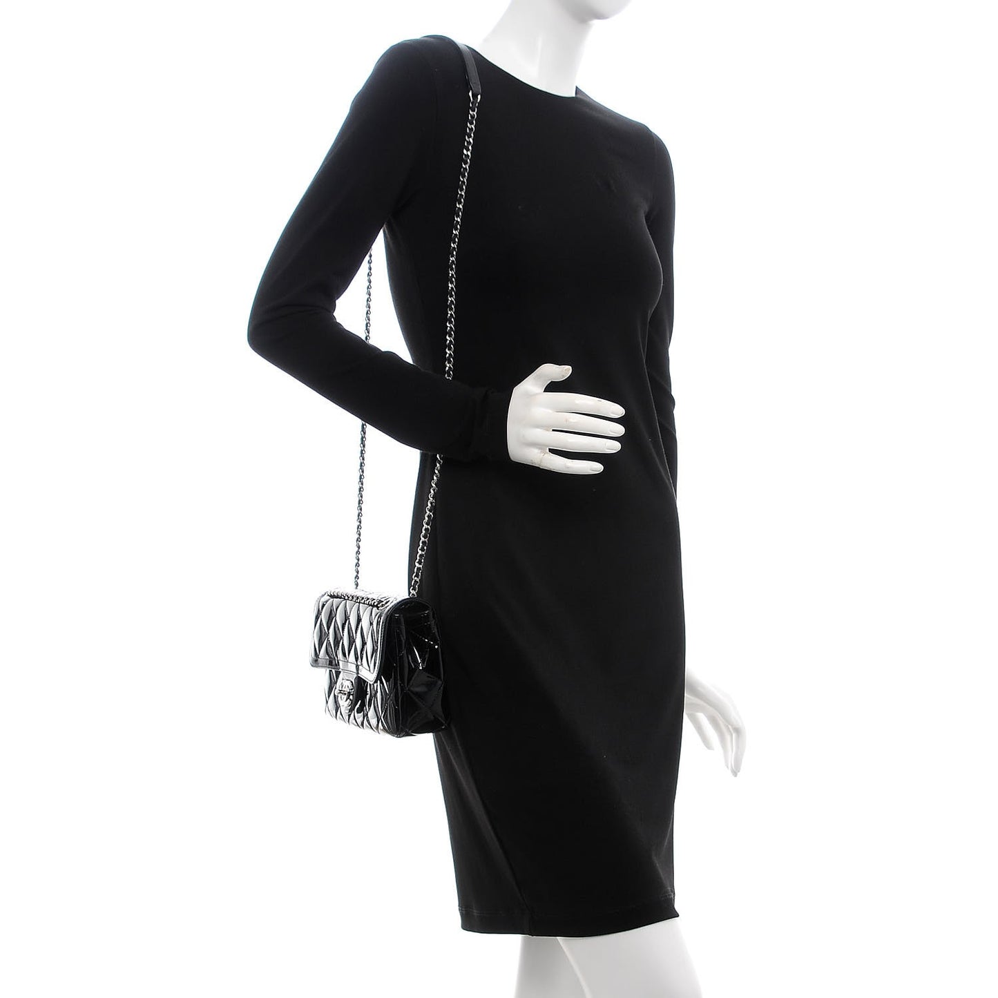 Patent Quilted Small Coco Shine Flap Black