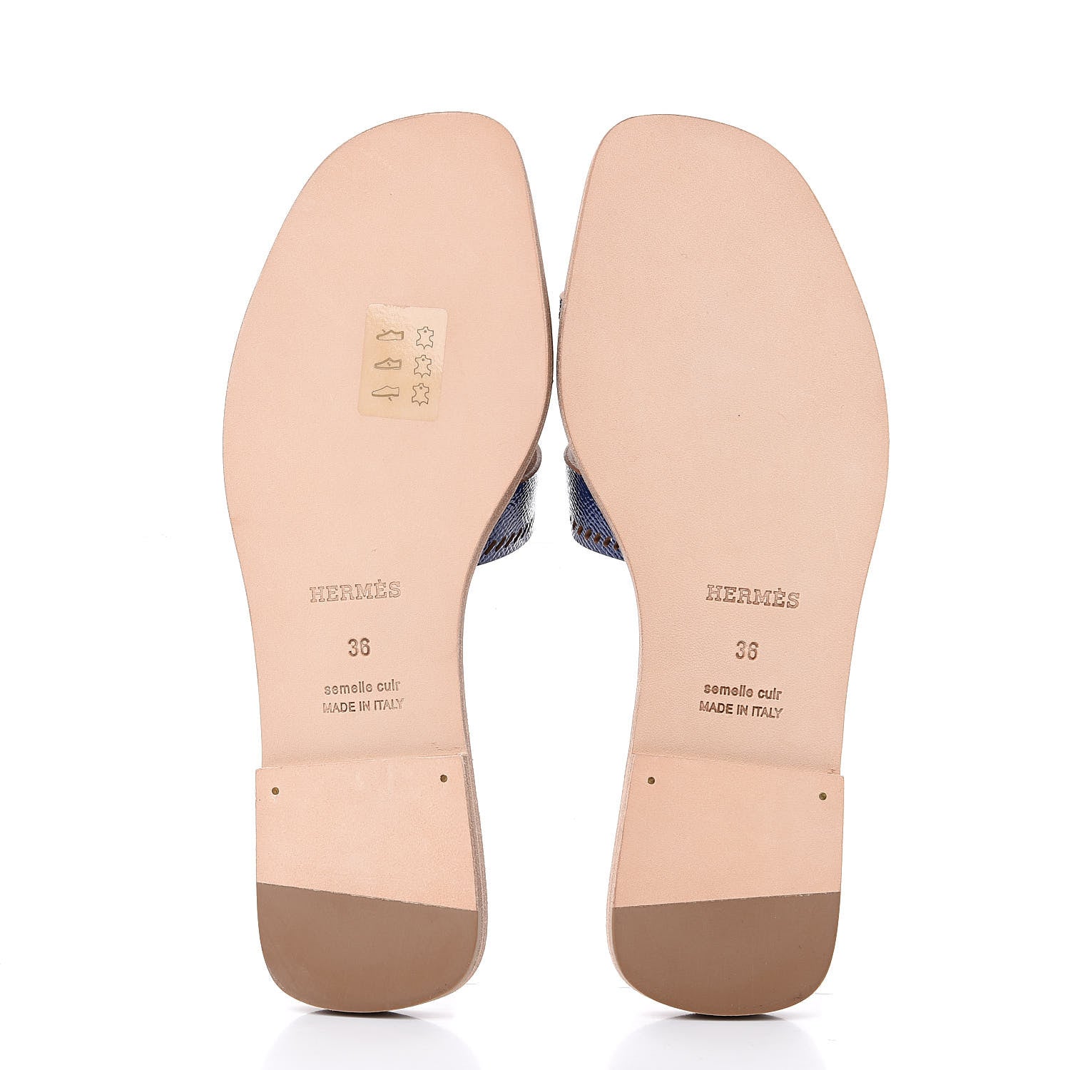 Hermes Patent Epsom Perforated Oran Sandals 36 Bleu Saphir 6 of 8