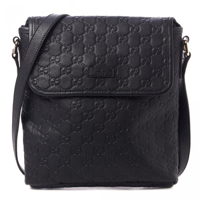 Gucci Guccissima Small Flap Messenger Bag Black 1 of 10
