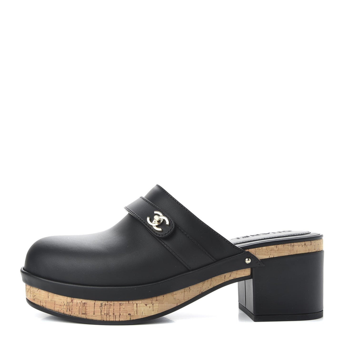 Calfskin CC Turn Lock Clogs 41 Black