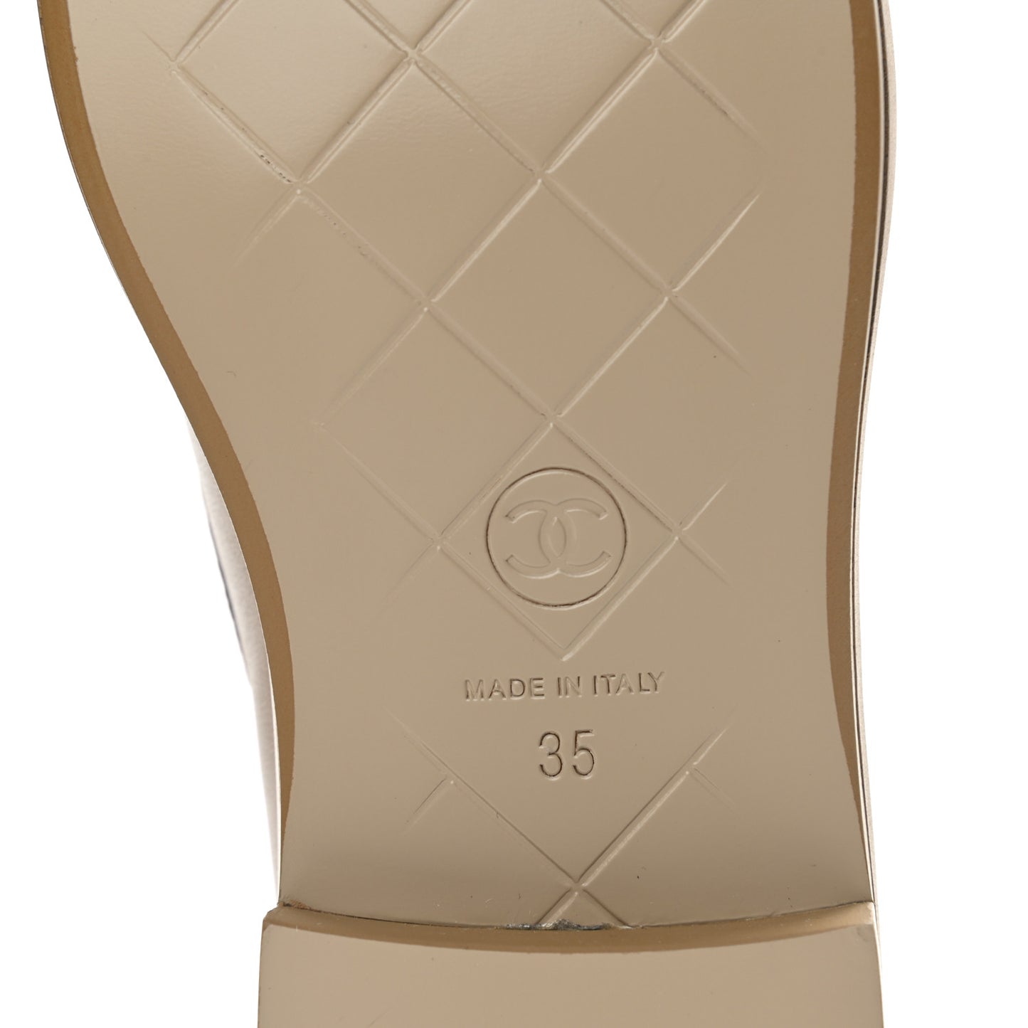 Lambskin Quilted CC Turnlock Loafers 35 Beige