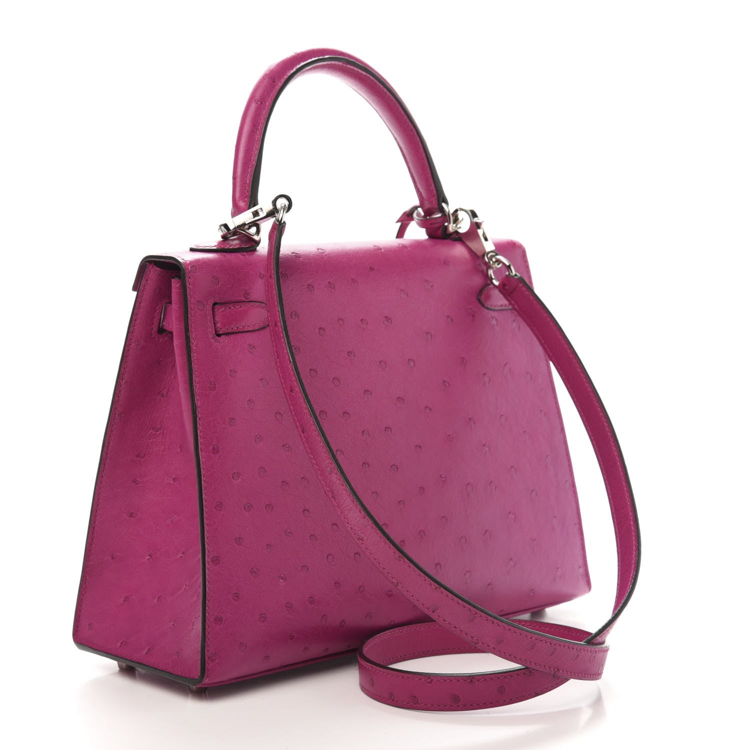 Hermes Ostrich Kelly Sellier 25 Rose Pourpre 3 of 12
