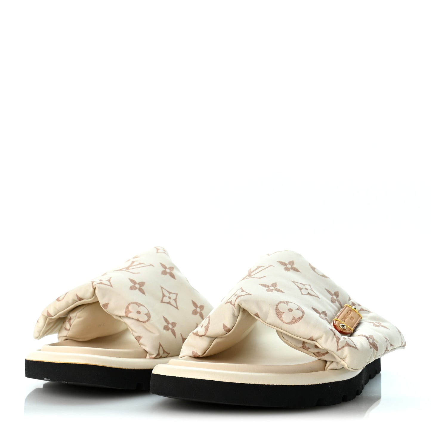 Nylon Monogram LV Pool Pillow Flat Comfort Mule 41 Dune Beige