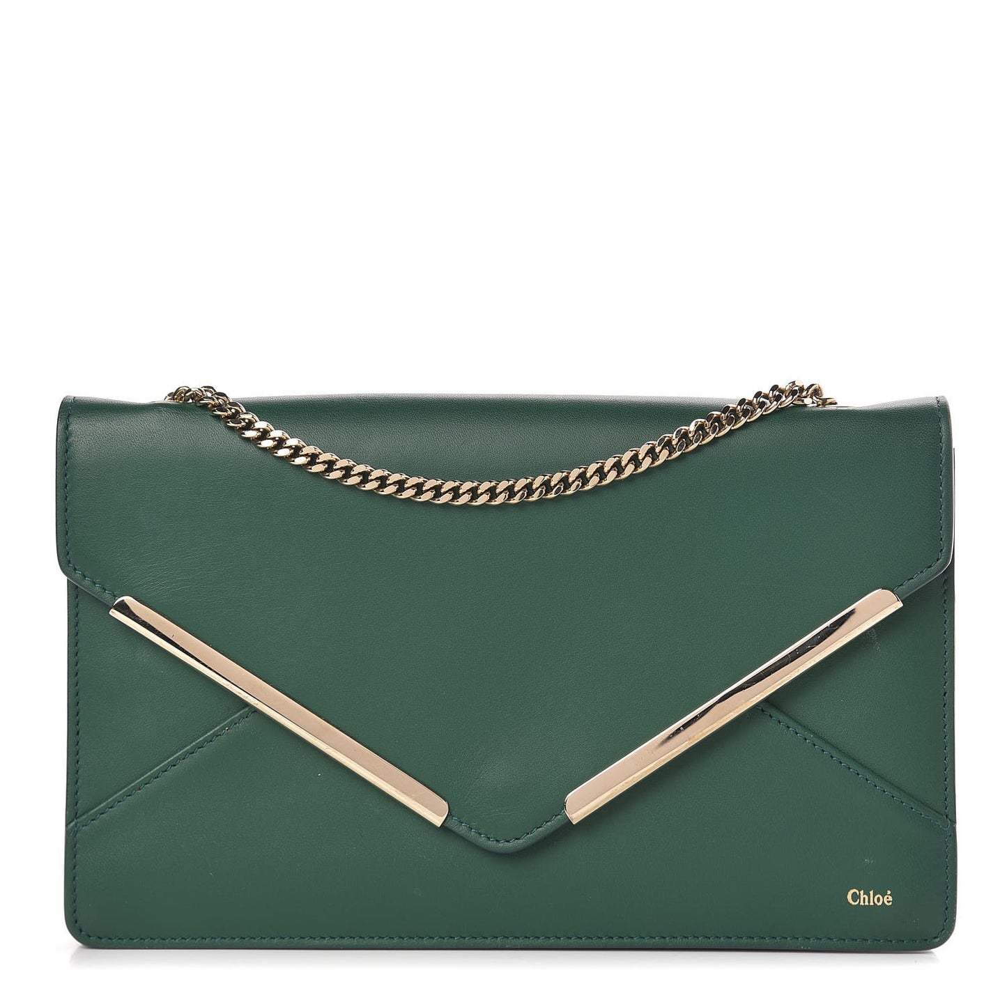 Calfskin Chain Wallet Green
