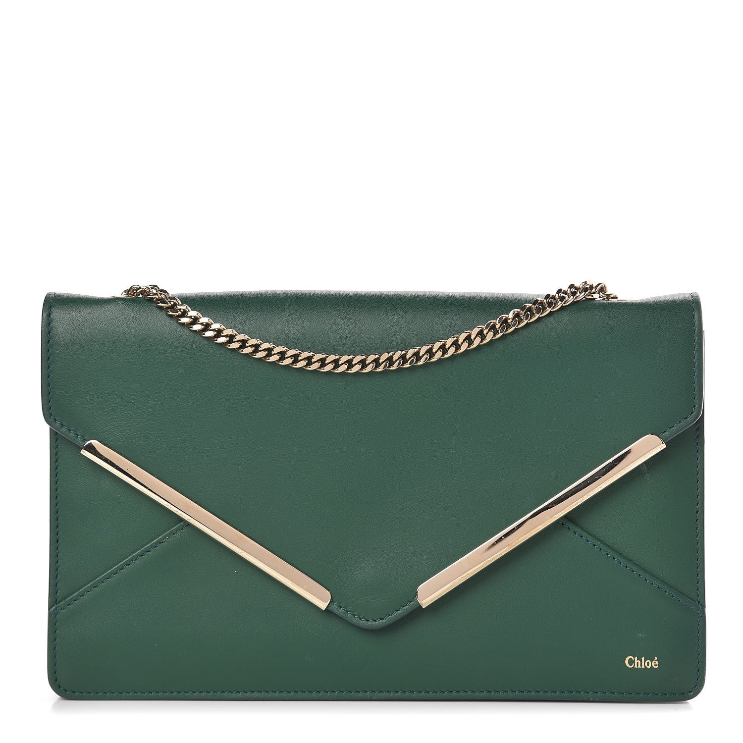 Chloe Calfskin Chain Wallet Green 1 of 14