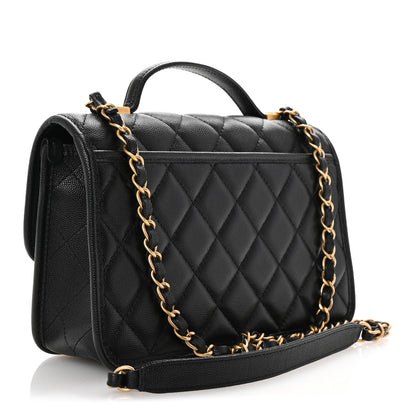 Chanel Caviar Quilted School Memory Small Top Handle Flap Black 3 of 10