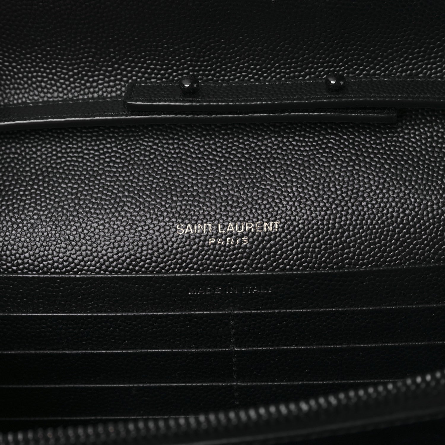 Saint Laurent Grain De Poudre Matelasse Chevron Monogram Monochrome Chain Wallet Black 6 of 8