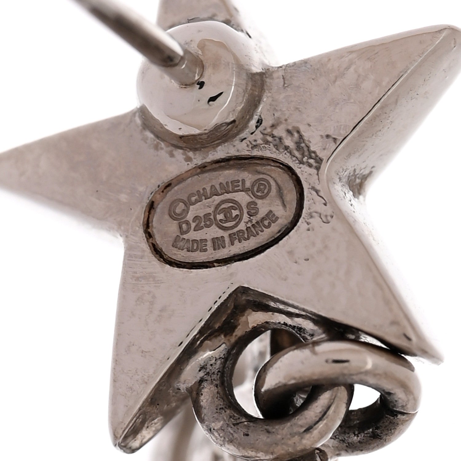 Chanel Crystal CC Pearl Star Drop Earrings Silver 4 of 5