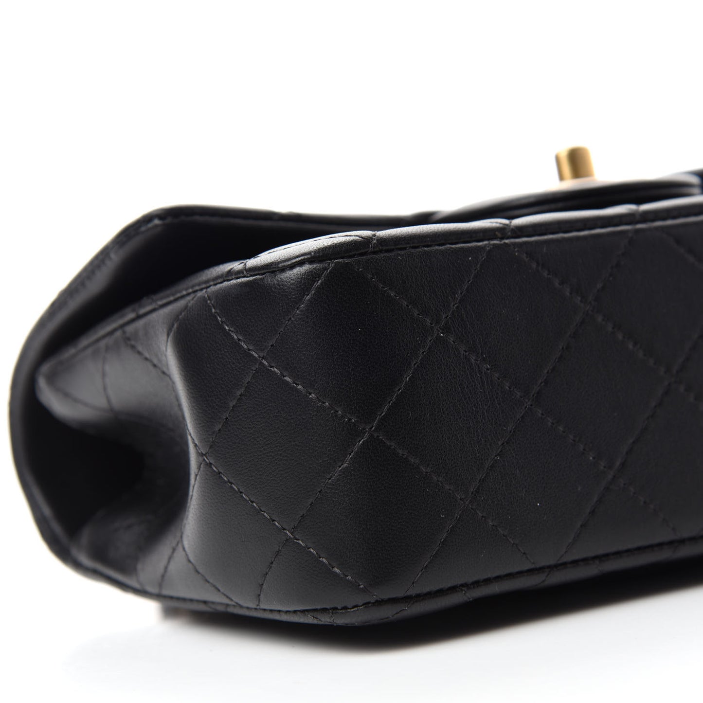 Lambskin Quilted Mini Top Handle Rectangular Flap Black