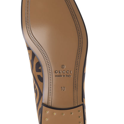 Gucci Canvas Rhombus Horsebit Mens Jordaan Loafers 10 Camel Brown Black 8 of 10