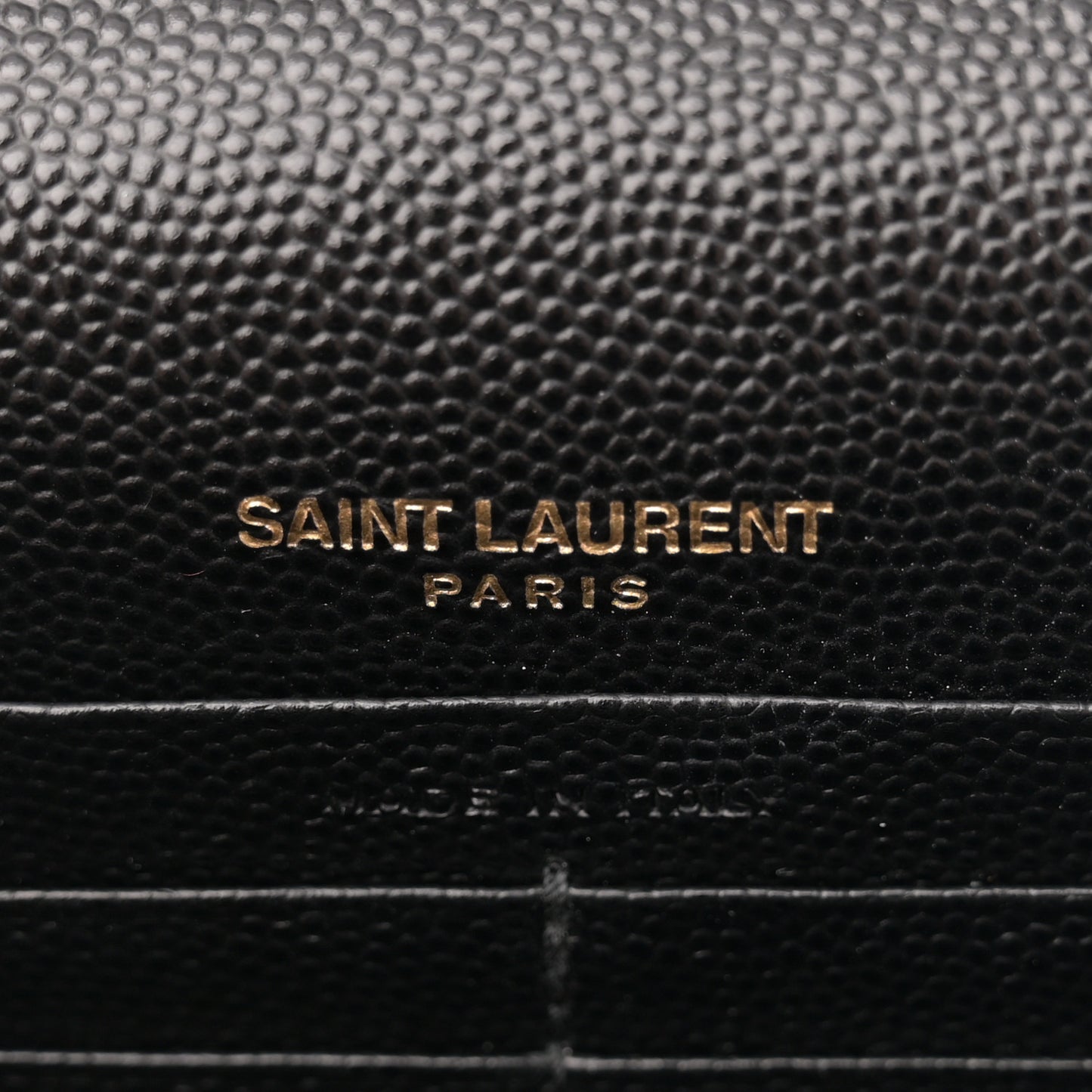 Grain De Poudre Matelasse Chevron Monogram Envelope Chain Wallet Black