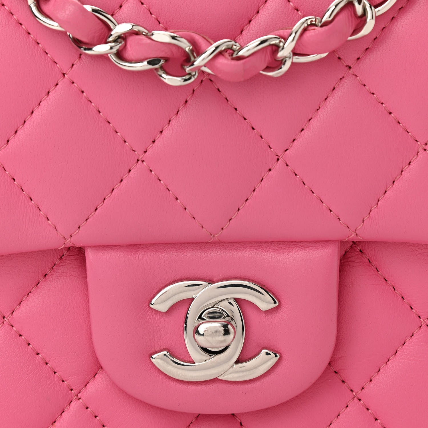 Chanel Lambskin Quilted Mini Square Flap Pink 8 of 11