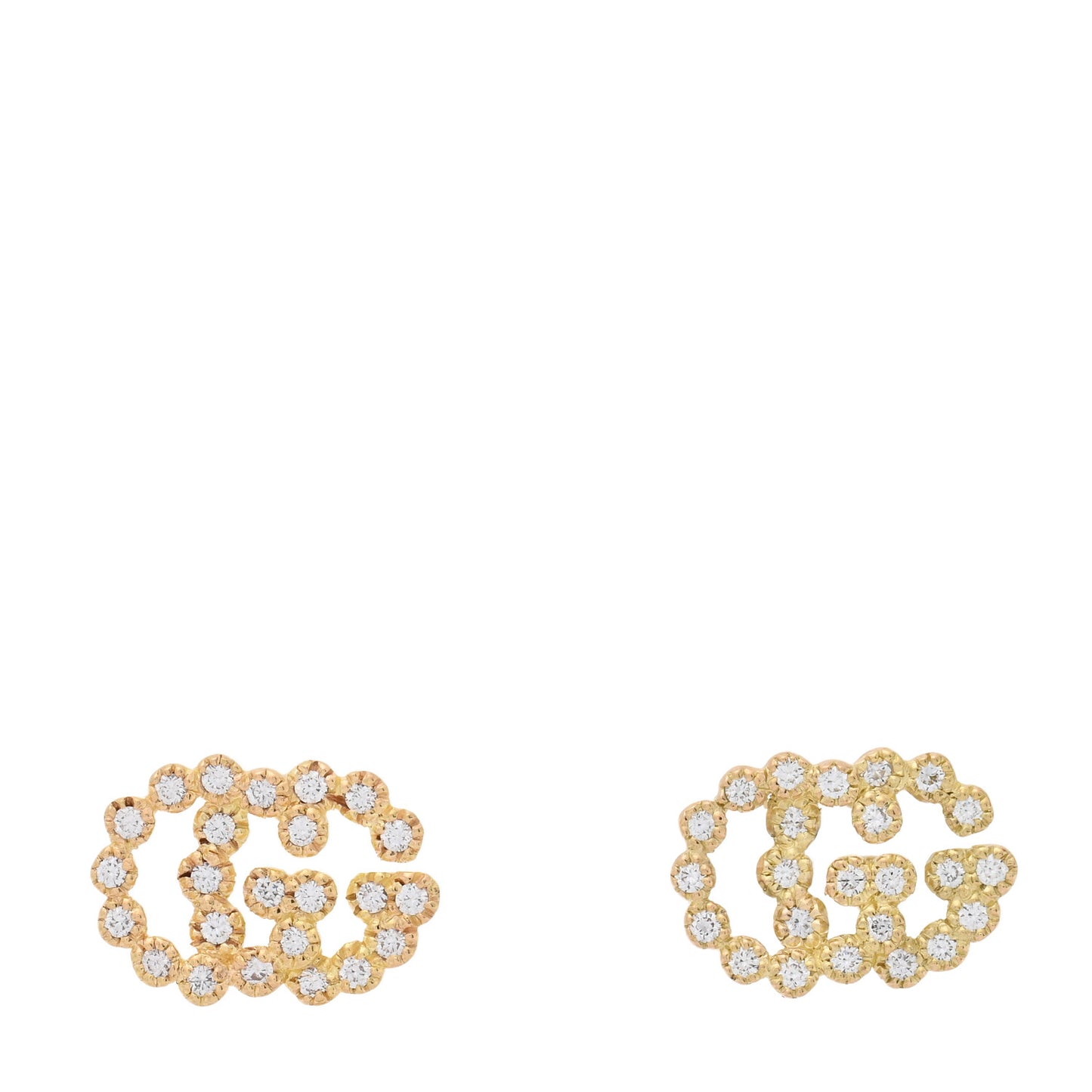 18K Yellow Gold Diamond Running G Earrings